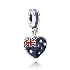 Pandora Sterling Silver Australian Heart Flag Travel Dangle Bead - 791415ENMX